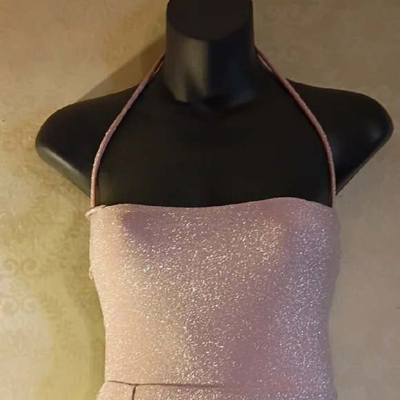 Elegant Pink Spaghetti Strap Dress, Retro Vibes. Stretchy,Size Large. Fairy Core - Picture 10 of 16